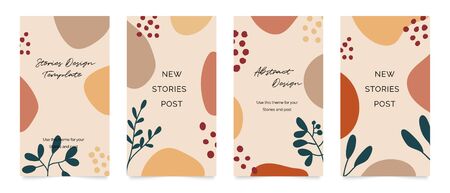 post template. Design backgrounds for social media stories, Photo frame template and sale  banner. Memphis design cover. Abstract shape with  earth tone color. Vector  illustrationの写真素材