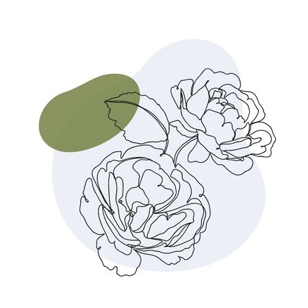 Rose flower icon Line art.  Abstract minimal flora design for cover, prints, fabric and wallpaper. Vector illustrationのイラスト素材