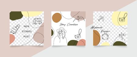 Design backgrounds for social media post and stories. Photo frame template for shop , fashion, blog, web ads. Trendy Memphis design cover. Abstract shape with minimal design. Vector  illustration.のイラスト素材