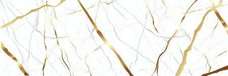 Luxury Gold Marble texture background vector. Panoramic Marbling texture design for Banner, invitation, wallpaper, headers, website, print ads, packaging design template.のイラスト素材