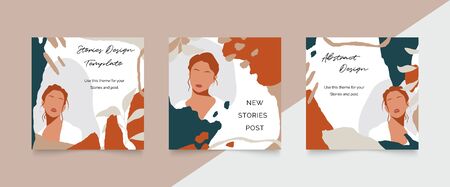 Design backgrounds for social media post and stories. Photo frame template for shop , fashion, blog, web ads. Trendy Memphis design cover. Abstract shape with minimal design. Vector  illustration.のイラスト素材