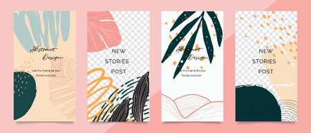 Design backgrounds for social media post and stories. Photo frame template for shop , fashion, blog, web ads. Trendy Memphis design cover. Abstract shape with minimal design. Vector  illustration.のイラスト素材