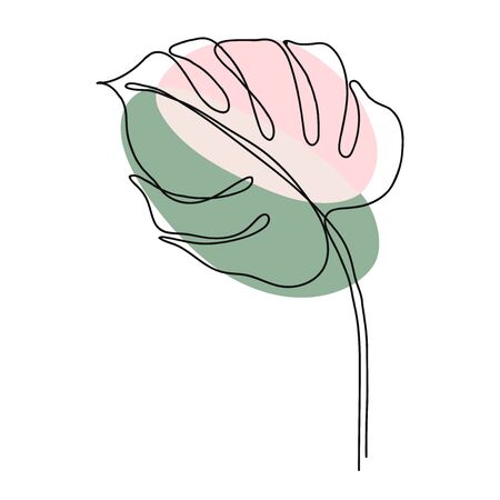 Leaves icon Line art. Minimal flora design with abstract shape background  for cover, prints, fabric and wallpaper. Vector illustrationのイラスト素材