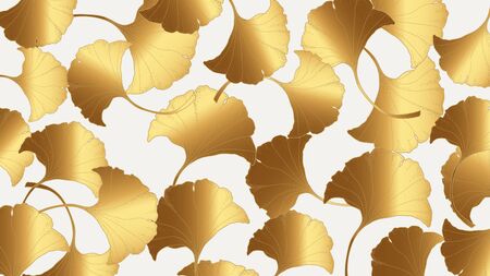 Luxury gold Ginkgo background design vector.のイラスト素材
