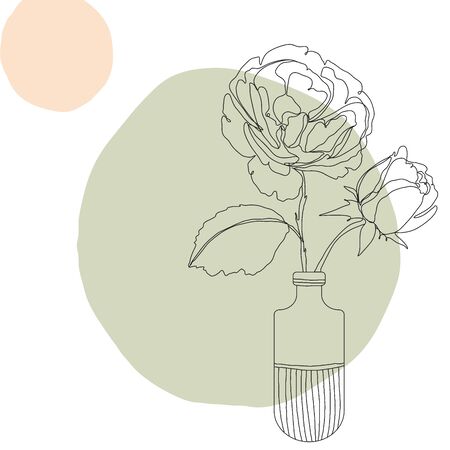 Flower icon Line art. Abstract minimal flora design for cover, prints, fabric and wallpaper. Vector illustrationのイラスト素材