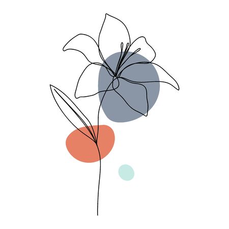 Flower icon Line art. Abstract minimal flora design for cover, prints, fabric and wallpaper. Vector illustrationのイラスト素材