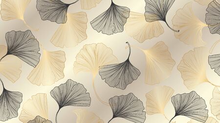 Luxury gold Ginkgo background design vector.のイラスト素材