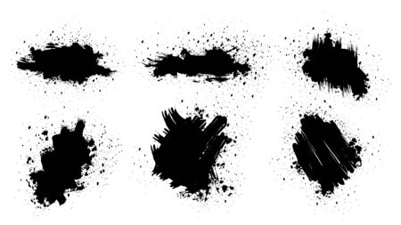 Black grunge with frame vector, Collection of Grunge background, Spray Paint Elements, Black splashes set, Dirty artistic design elements, ink brush strokes, Vector illustration.のイラスト素材