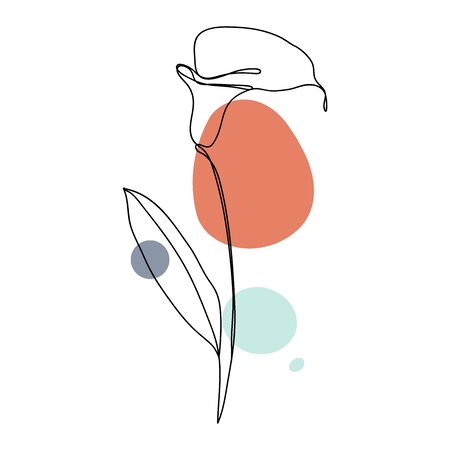 Flower icon Line art. Abstract minimal flora design for cover, prints, fabric and wallpaper. Vector illustrationのイラスト素材