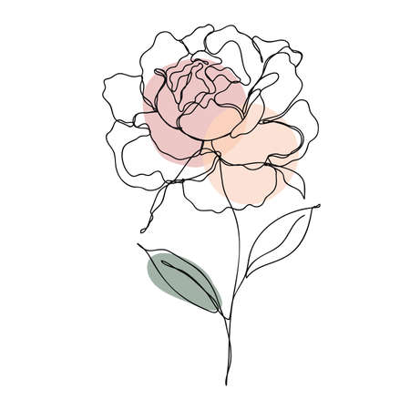 Rose icon Line art. Abstract minimal flower design for cover, prints, floral wall art, Home decor picture, fabric and wallpaper. Vector illustrationのイラスト素材