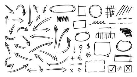 Arrow vector doodle. Hand drawn sketch arrows design for business plan and education.のイラスト素材
