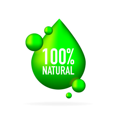 100 natural label illustration isolated on white backgroundのイラスト素材