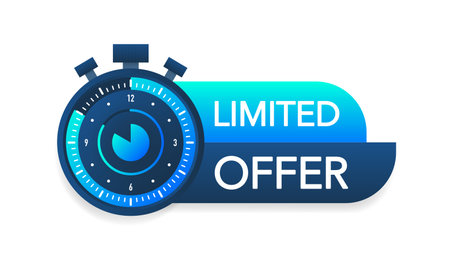 Red banner limited offer. Clock iconのイラスト素材