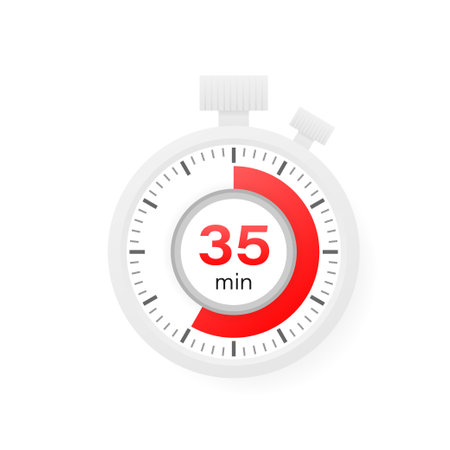 The 35 minutes timer. Stopwatch icon in flat styleのイラスト素材