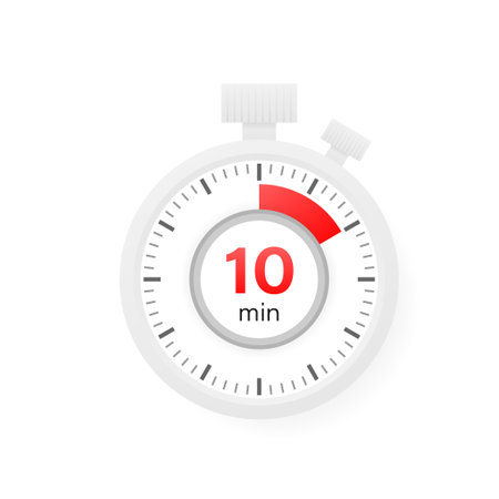 The 10 minutes timer. Stopwatch icon in flat styleのイラスト素材
