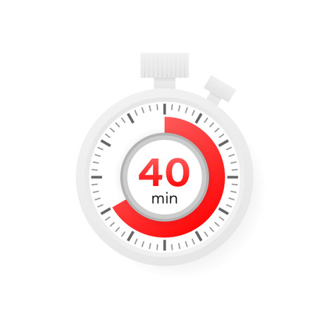 The 40 minutes timer. Stopwatch icon in flat styleのイラスト素材