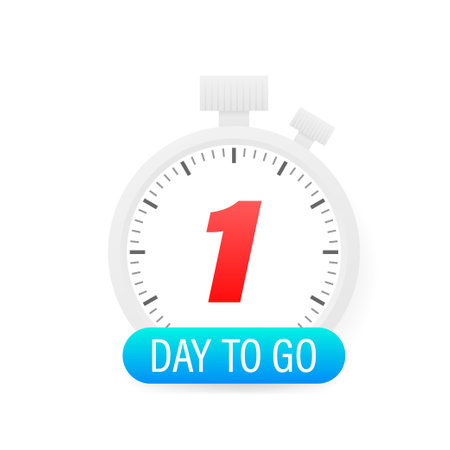 One day to go timer icon on white background.のイラスト素材