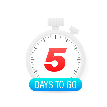 Five days to go timer icon on white background.のイラスト素材
