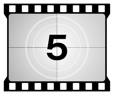 A classic movie countdown frame at the number five.のイラスト素材