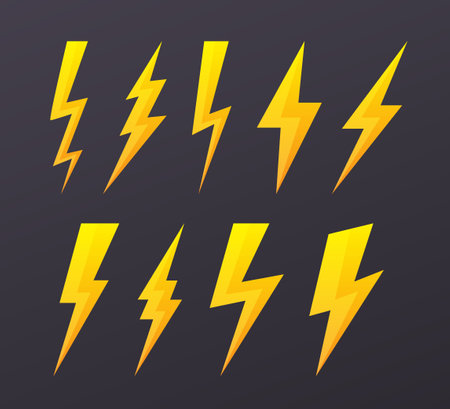 Lightning bolt flat icons set.のイラスト素材