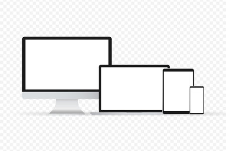Laptop isolated vector. Gadget illustration vector. Modern computer, laptop, smartphone on a white background vectorのイラスト素材