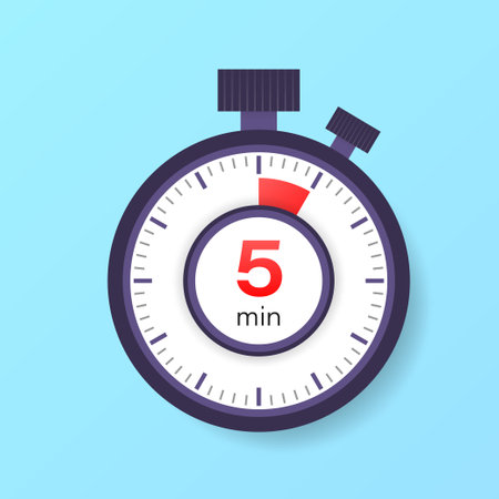 The 5 minutes timer. Stopwatch icon in flat style.のイラスト素材