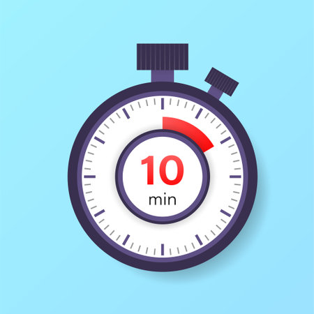 The 10 minutes timer. Stopwatch icon in flat style.のイラスト素材