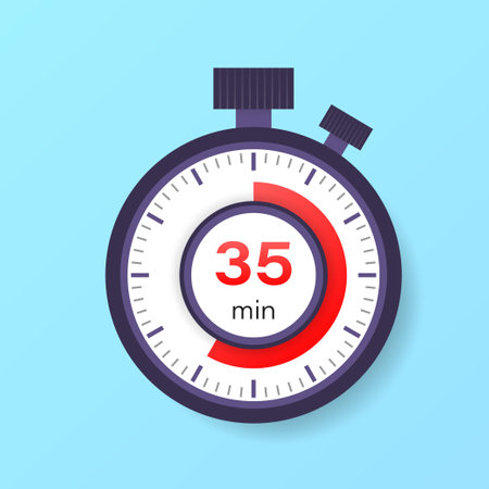 The 35 minutes timer. Stopwatch icon in flat style.のイラスト素材