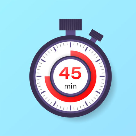 The 45 minutes timer. Stopwatch icon in flat style.のイラスト素材