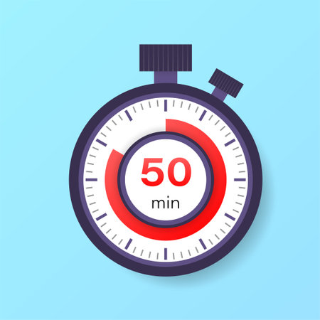 The 50 minutes timer. Stopwatch icon in flat style.のイラスト素材