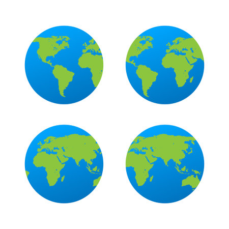 Vector planet Earth icon. Flat planet Earth icon.のイラスト素材