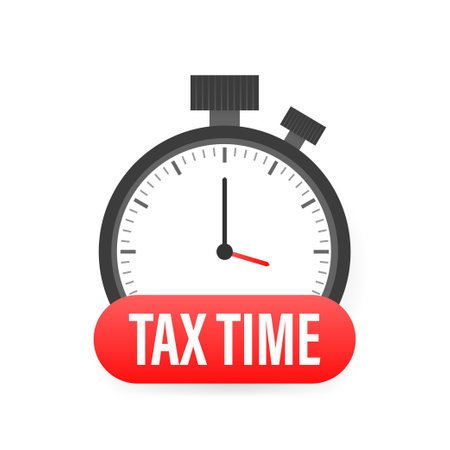 Tax time red 3d realistic paper speech bubble isolated.のイラスト素材