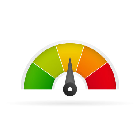 Credit score speedometer on white backgroundのイラスト素材