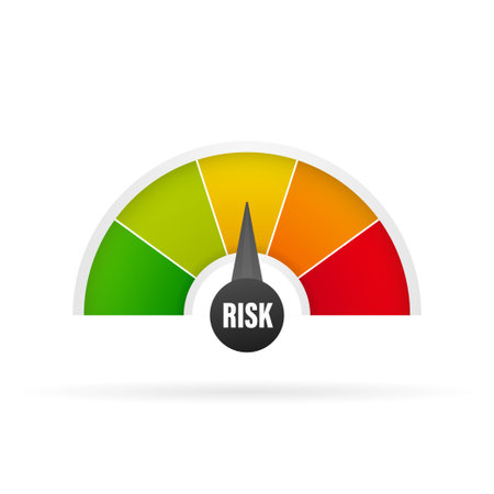 Medium Risk Speedometer. Risk control concept presentationのイラスト素材