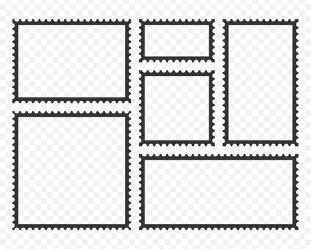 Postage stamps template. Blank rectangle and square postage stampsのイラスト素材