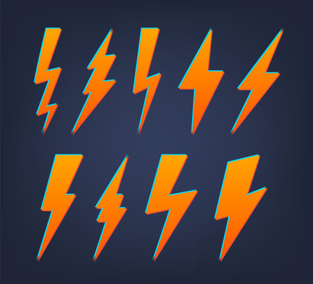 Lightning bolt flat icons setのイラスト素材