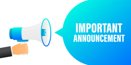 Hand holding megaphone with Important Announcementのイラスト素材