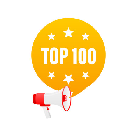 Megaphone icon. Top 100 colorful label on white backgroundのイラスト素材