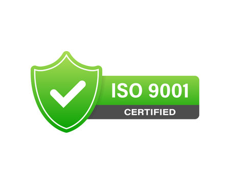 ISO 9001 Certified badge, icon. Certification stamp. Flat design vector.のイラスト素材