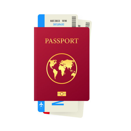Passport and boarding pass isolated on white background. Travel concept. Vector illustrationのイラスト素材