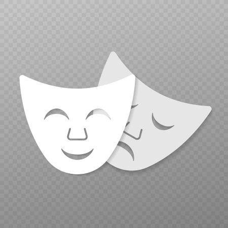 Comedy and tragedy theatrical masks. Vector illustrationのイラスト素材