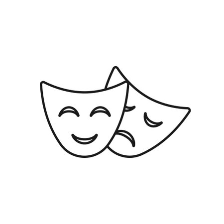 Comedy and tragedy theatrical masks. Vector illustrationのイラスト素材