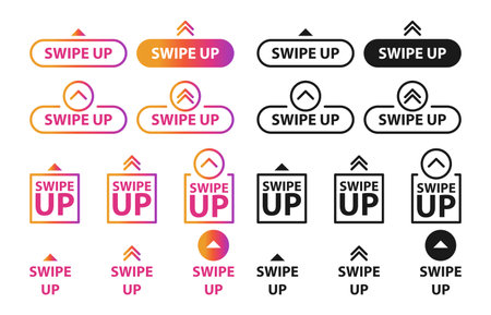 Swipe up, set of buttons for social media. Advertising and marketing in social media application.のイラスト素材