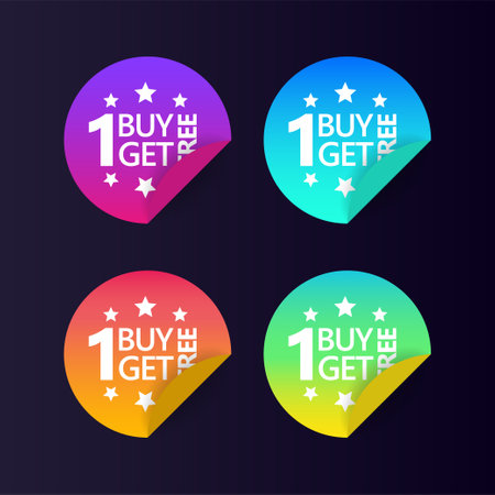 Buy 1 Get 1 Red Label Icon Vector Designのイラスト素材