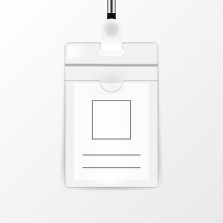 Clear plastic badge id card with white neck lanyardのイラスト素材