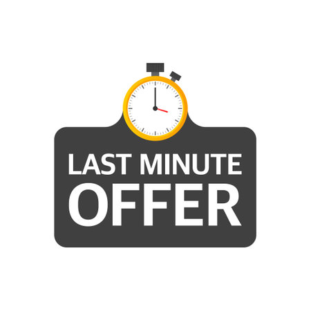 last minute offer with clock sign banner. Business commerce shopping concept. Vector illustrationのイラスト素材