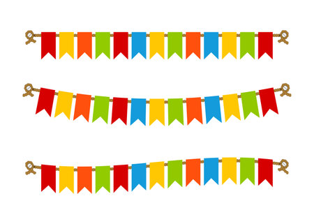Multicolored bright buntings flags garlandsのイラスト素材