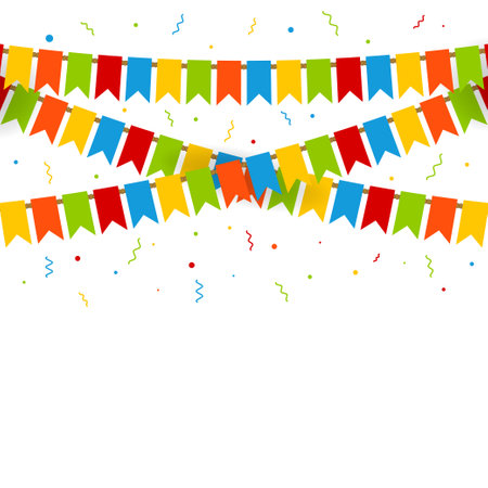 Multicolored bright buntings flags garlandsのイラスト素材