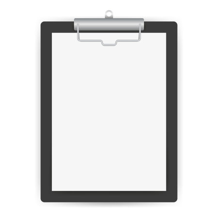 Black clipboard with blank white sheet.のイラスト素材