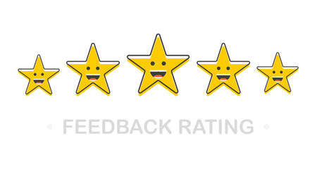 Set of stars rating. Customer review with gold star icon. Vector illustration